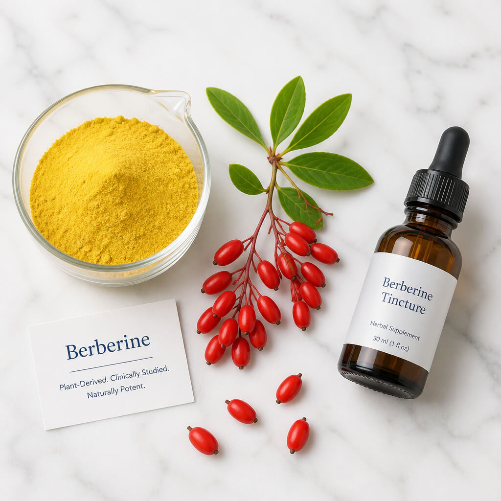 A clinical comparison of pure yellow berberine powder and red barberry extract berries for metabolic health.